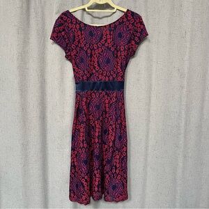 Miusol Navy and Magenta Lace Midi Dress
